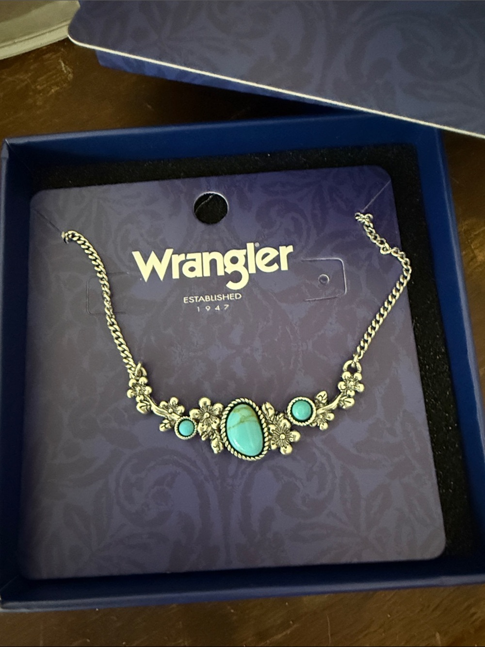 Wrangler Silver-Tone Necklace with Turquoise stones